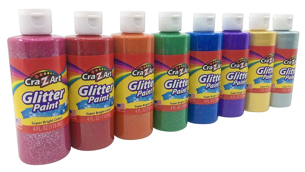 Washable Glitter Paint Bulk Pack Assorted Colors Craft Art Hobby 4oz 8 PCS