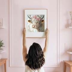 Highland Cow Diamond Art Painting Kits for Adults, 5D DIY Round Full Drill Gem A