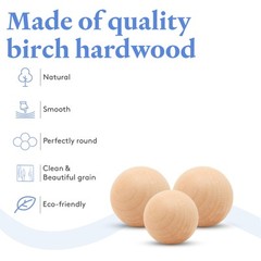 Wooden Balls 2-1/2 inch Unfinished, Round Birch Balls for Crafts | Woodpeckers