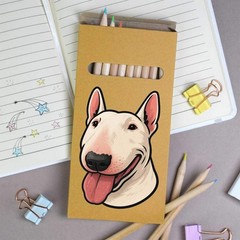 12 x ‘Bull Terrier Portrait’ Long Colour Pencils (PE00084719)
