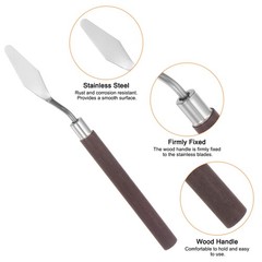 4pcs 14mm No.5 Painting Palette Knives Stainless Steel Spatula Red Wood Handle
