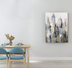 Yihui Arts Modern Abstract Cityscape Canvas Wall Art Painting with Gold Foil …