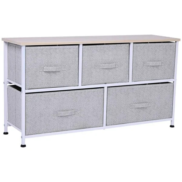40L Storage Cube Dresser with 5 Drawers, Horizontal Organizer, Fabric Bins for B