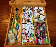 LARGE LOT! Artist Paints Brushes Oil Chalk Pastels Acrylic Supplies Easel Case