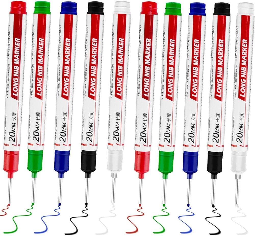 10 Pcs Long Head Deep Hole Marker – Long Nib Marker, Multi-Purpose Deep Hole
