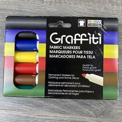 Graffiti Fabric Markers 6ct Green Blue Red Yellow Brown Black