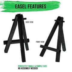 6pk 5″ Mini Black Wood Display Easel, A-Frame Artist Tripod Table Holder Stand