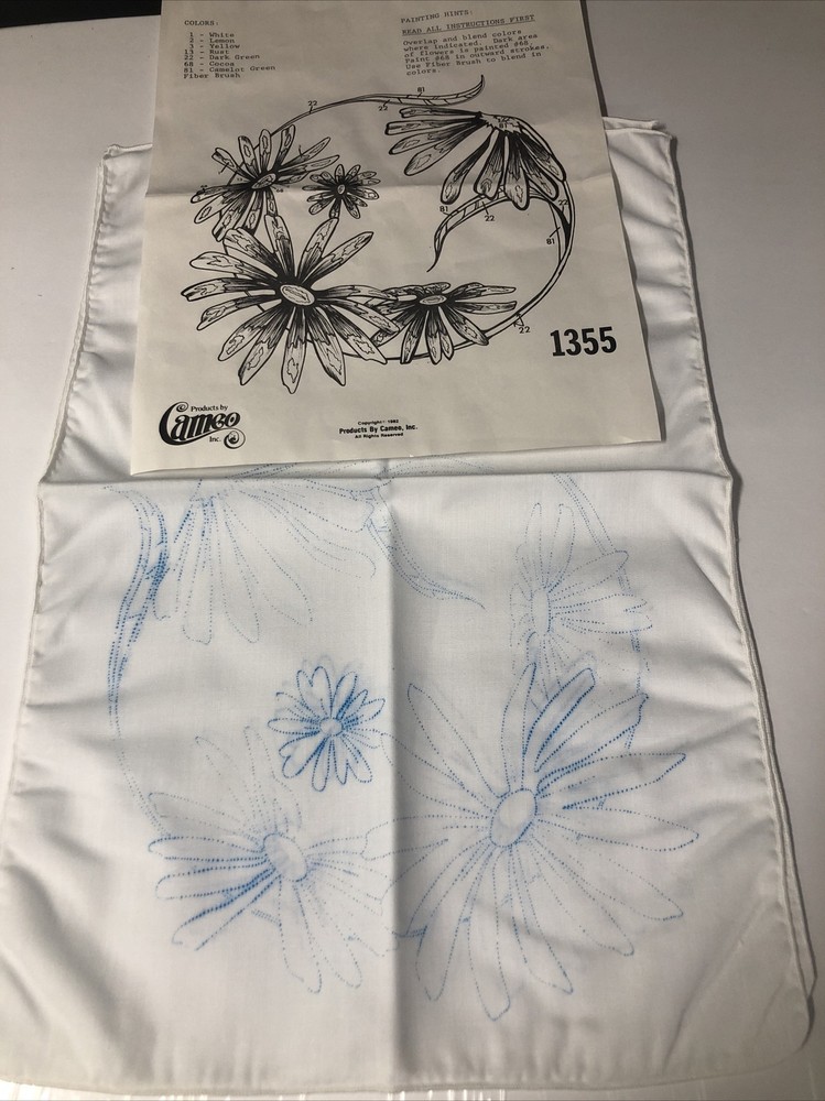 Paint By Number Flower # 1355 Fabric VTG Cameo VTG Instruction