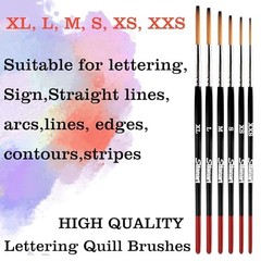 6 Pcs Lettering Quill Brushes Set for Sign Painting, Pinstriping & Art Projects