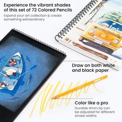 Colored Pencils 72 Soft Wax-Based Color Pencils for Adults & Artists. Pre-Sha…
