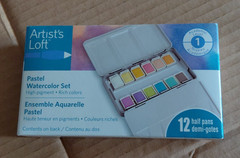 Artists Loft Pastel 12 Watercolor Half Pan Set With Metal Tin & Palette Unopened