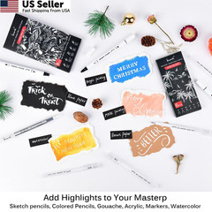 White Ink Pens Set Fine Point Gel Dual Tip Acrylic Markers for Black Paper Card