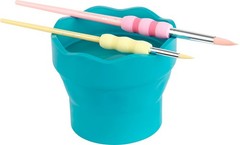 Clic & Go Portable Paint Water Cup with Brush Holder, Turquoise – Collapsible…