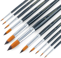 Transon 11Pcs round Paint Brush Basic Set for Watercolor, Acrylic, Gouache, Ink,