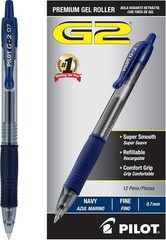 Gel Pen Refillable Retractable Fine Point Navy Blue Ink 12 Pack