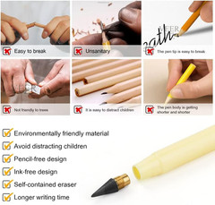 Everlasting Pencil – Infinity Pencil with Eraser, Reusable with 10 Replaceable N