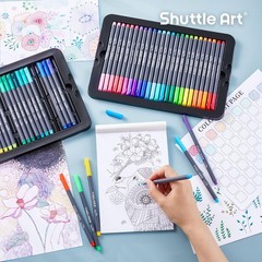 Shuttle Art Fineliner Colored Pens, 100 Colors 100 with Stencils