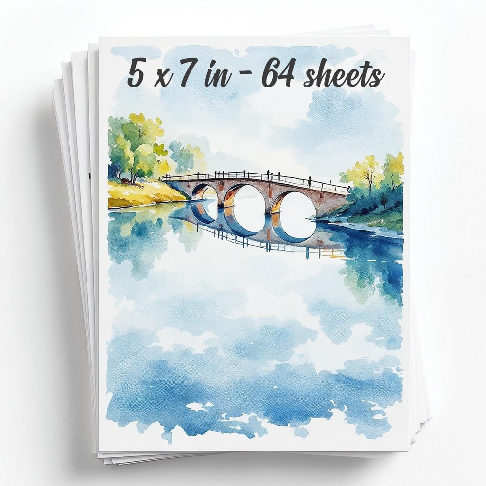 64 Sheets Watercolor Paper Pad 5×7 Inch 140lb/300gsm 100 Cotton Pulp Art