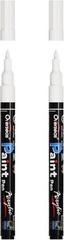 Overseas White Acrylic Paint Pens 2 Pack, 0.7mm Extra Fine Tip Permanent Markers