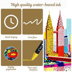 30 Colors Dual Tip Acrylic Paint Markers, Dot & Fine Tip Acrylic Paint Pens f…