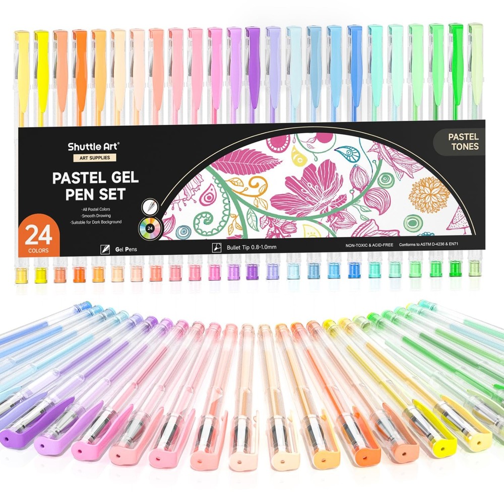 Pastel Gel Pens, 24 Pastel Milky Colors Gel Pen for Black Paper, Adults Color…