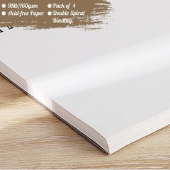 4 Pack Mixed Media Sketchbooks 9×12″ Heavyweight 98lb Spiral Bound 200 Sheets fo