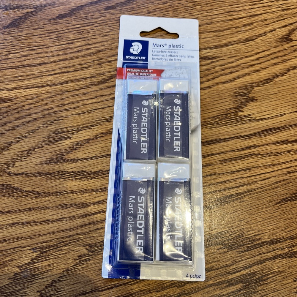 Mars Plastic Vinyl Erasers (4-Pack), White Erasers for Clean & Precise Results