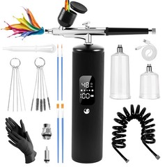 Airbrush Kit With Compressor, 48PSI High Pressure Portable Airbrush, Black