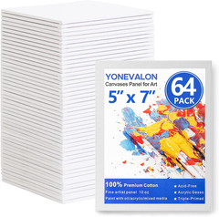 Canvas Boards for Painting 64 Pack Bulk, 5X7 Inch Small Painting Canvases, Mini