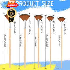 Dimeho Fan Brush for Painting, 5 Pcs Artist Paint Brushes Normal, Wooden
