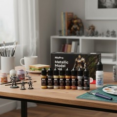 10 Colors Metallic Model Paint Set, 20ml Ready to Use Modeling Acrylic Paints…