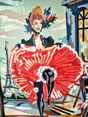 3 Mid-century Modern French English Spanish Dancers Paint By Number Framed Art