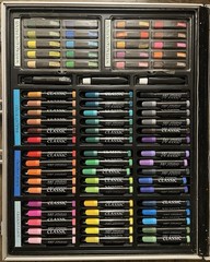 Art Studio Classic Deluxe Art Set w/ Aluminum Case Pencils Pastels Paints