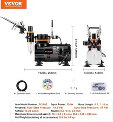 Airbrush Kit, Professional Airbrush Set with 1/5 HP Compressor & 3 Airbrus