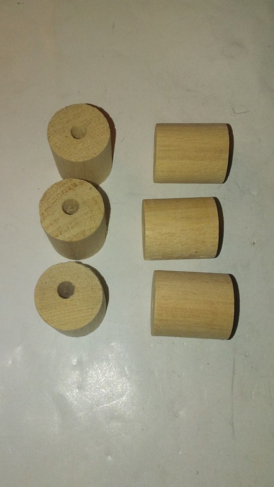 Unfinished Natural Hardwood Lot 10 Rounds Wood crafting 3/4″ x 7/8 long 1/8 hole