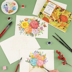 Grabie Watercolor Coloring Book, 15 Sheets A5 (8.3 x 8.3 X 5.8, Autumn