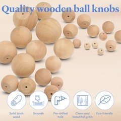 Unfinished Wood Ball Knobs 1-1/4 inch for Cabinets, Drawers, Crafts |Woodpeckers