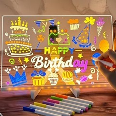 LED Drawing Board, Doodle Glow Drawing Board, LED Note Board with Colors, Acryli