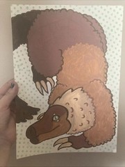 Semi-realistic Velociraptor drawing (acrylic markers) need gone by may 23rd