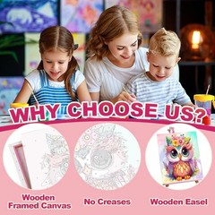 4 Pack Framed Painting By Numbers Kit Full Drill Wall Art Decor Kids