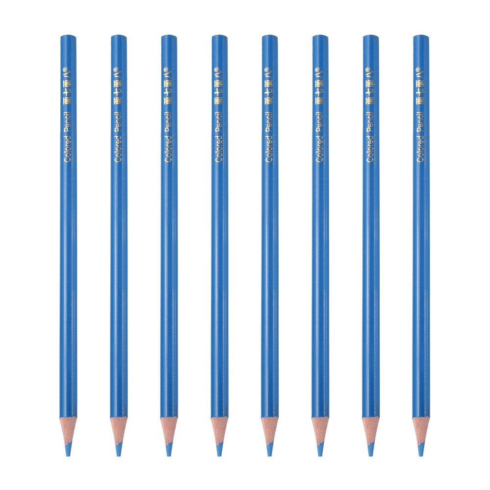 8PCS Colored Pencils Set, Wooden Oil Based Colored Drawing Pencil, Medium Blue