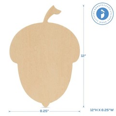 Acorn Shape Wood Cutout 12″x8.5″, Unfinished for Autumn Crafts | Woodpeckers