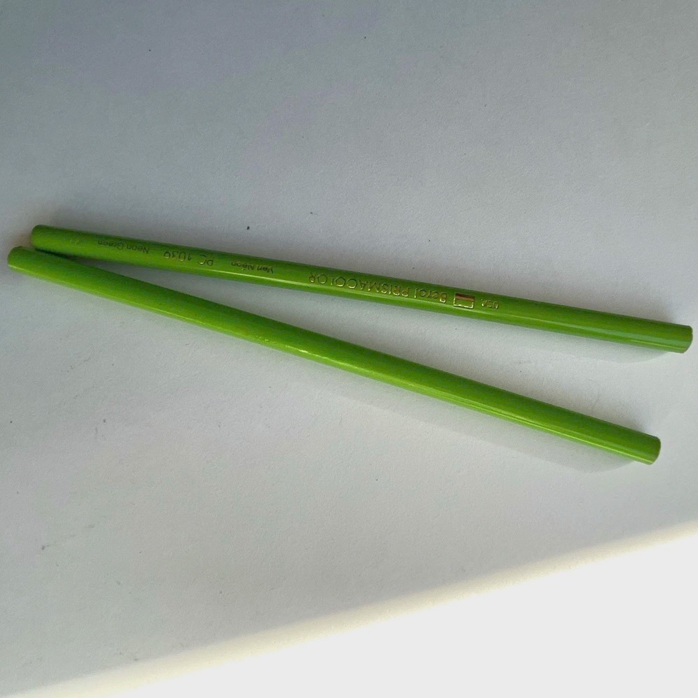 VTG TWO Berol Prismacolor Neon Green Colored Pencils PC 1039 Discontinued New