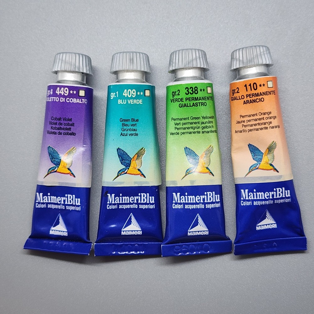 4 MaimeriBlu Watercolor Colour 15ML Tubes* – 409 Blue Verde, 110, 338, 449