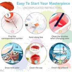 Paint by Numbers Kit for Adults Beginner,Flowers Stained Glass Adult Paint by Nu