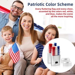 Patriotic Red White Blue Face Paint Stick Makeup for 4th 2 Psc-Silver Housing
