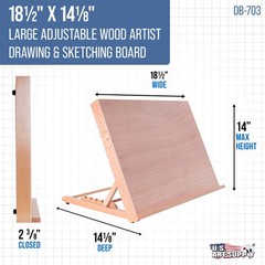 US Art Supply Large 18-1/2″ x 14-1/8″ (A3) Artist Adjustable Wood Drawing Board