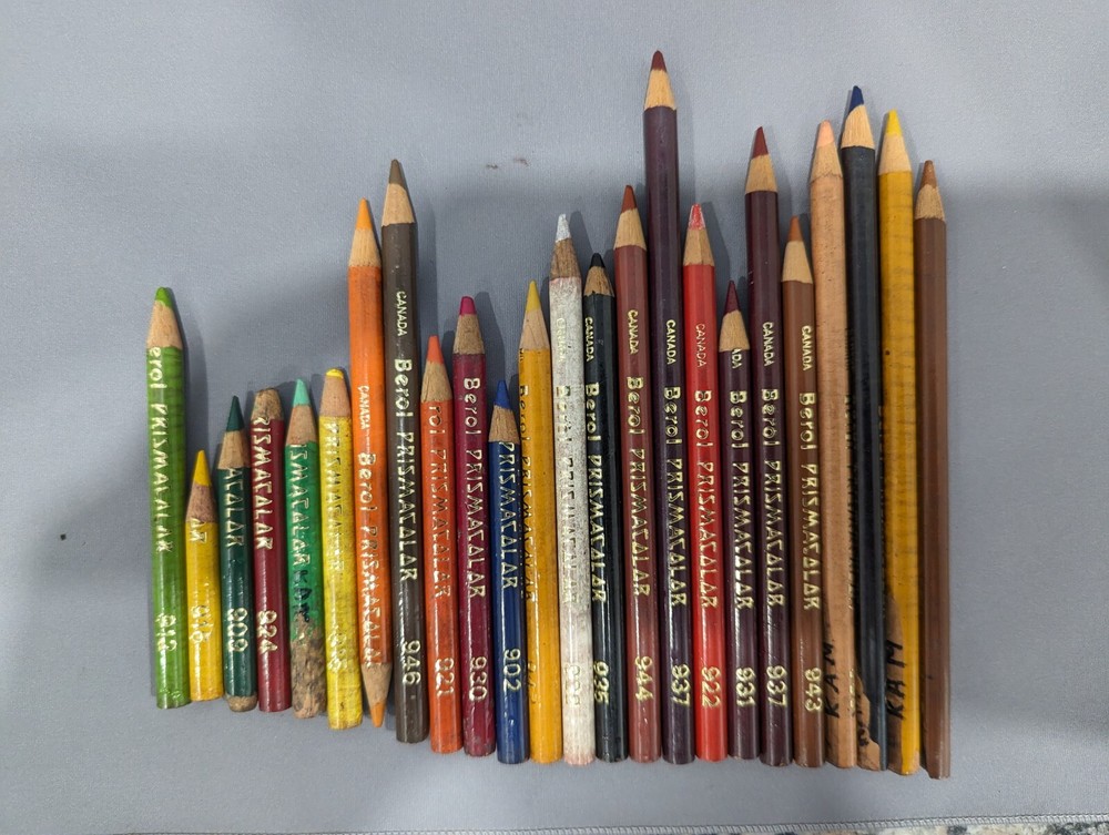 Vintage 1980 Berol PRISMACOLOR Set of 24 Used Color Pencils Made in Canada
