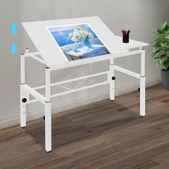 Adjustable Tilting Drawing Table 120 × 60 cm White Drafting Desk