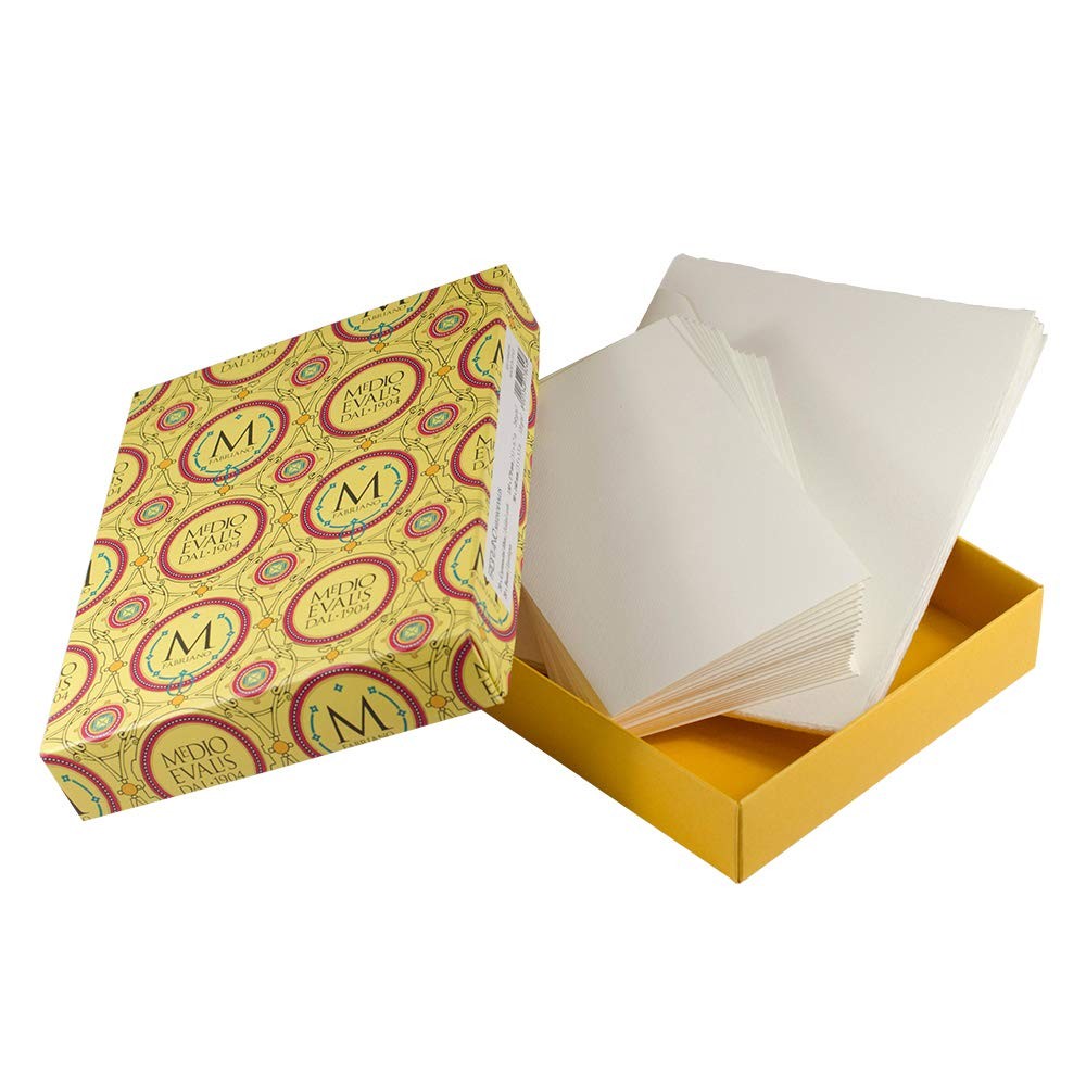 Fabriano Medioevalis Folded Cards & Envelopes Set, 20/Pkg., 3.3 x 5.1, White